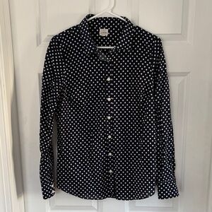 100% Cotton Navy Polka Dot Women’s Button Down Shirt